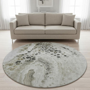 HomeRoots 8' X 10' Washable Taupe Gray & Silver Abstract Area Rug - UV Protected, Non-Slip, Modern Design! 708581