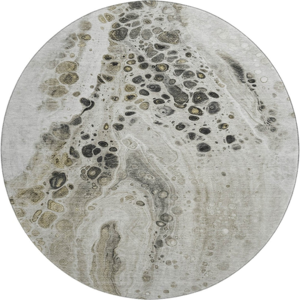 HomeRoots 8' X 10' Washable Taupe Gray & Silver Abstract Area Rug - UV Protected, Non-Slip, Modern Design! 708581