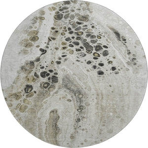 HomeRoots 8' X 10' Washable Taupe Gray & Silver Abstract Area Rug - UV Protected, Non-Slip, Modern Design! 708581