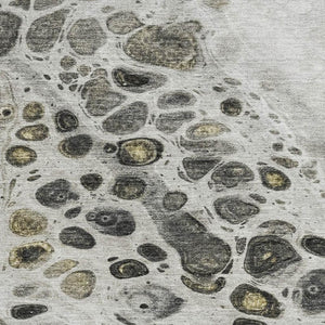 HomeRoots 8' X 10' Washable Taupe Gray & Silver Abstract Area Rug - UV Protected, Non-Slip, Modern Design! 708581