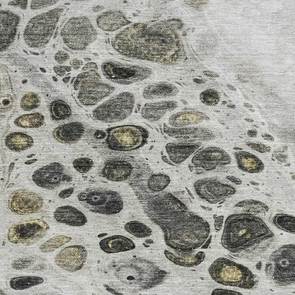 HomeRoots 8' X 10' Washable Taupe Gray & Silver Abstract Area Rug - UV Protected, Non-Slip, Modern Design! 708581