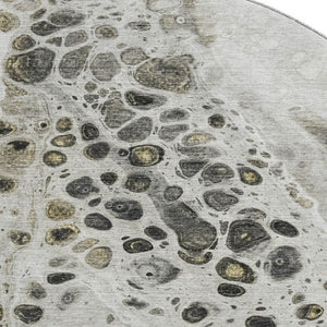 HomeRoots 8' X 10' Washable Taupe Gray & Silver Abstract Area Rug - UV Protected, Non-Slip, Modern Design! 708581