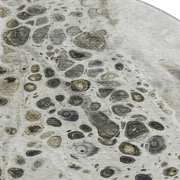 HomeRoots 8' X 10' Washable Taupe Gray & Silver Abstract Area Rug - UV Protected, Non-Slip, Modern Design! 708581