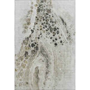 HomeRoots 10' X 14' Taupe Gray & Silver Abstract Washable Area Rug with UV Protection for Stylish Living Spaces 708583
