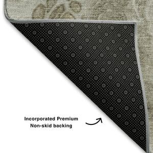 HomeRoots 10' X 14' Taupe Gray & Silver Abstract Washable Area Rug with UV Protection for Stylish Living Spaces 708583