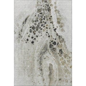 HomeRoots 10' X 14' Taupe Gray & Silver Abstract Washable Area Rug with UV Protection for Stylish Living Spaces 708583