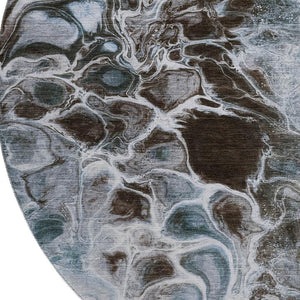 HomeRoots 8' X 10' Modern Abstract Washable Area Rug - Chocolate, Blue, and Gray with UV Protection & Stain Resistance 708587