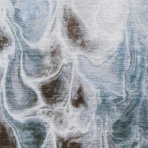 HomeRoots 9' X 12' Washable Chocolate Blue & Gray Abstract Area Rug with UV Protection for High-Traffic Rooms 708588