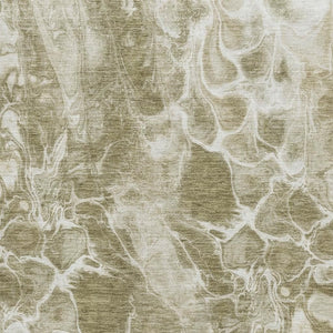 HomeRoots 8' Khaki and Ivory Abstract Washable Rug - UV-Protected, Stain-Resistant, Perfect for Busy Homes! 708592