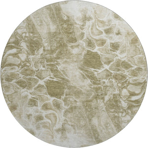 HomeRoots 8' X 10' Khaki & Ivory Abstract Washable Area Rug with UV Protection for Durable, Stylish Spaces 708593