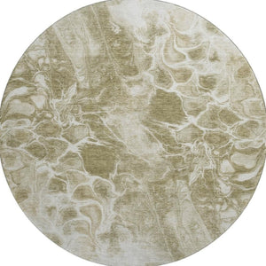 HomeRoots 8' X 10' Khaki & Ivory Abstract Washable Area Rug with UV Protection for Durable, Stylish Spaces 708593