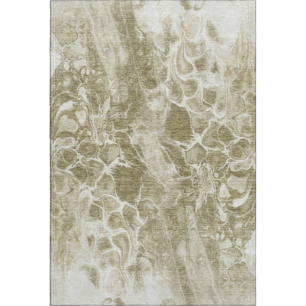 HomeRoots 9' X 12' Khaki Abstract Area Rug - Washable, UV Protected, Durable Design for High-Traffic Spaces 708594