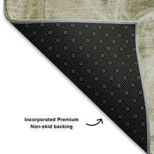 HomeRoots 9' X 12' Khaki Abstract Area Rug - Washable, UV Protected, Durable Design for High-Traffic Spaces 708594