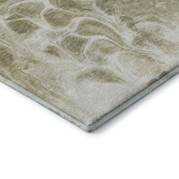 HomeRoots 9' X 12' Khaki Abstract Area Rug - Washable, UV Protected, Durable Design for High-Traffic Spaces 708594