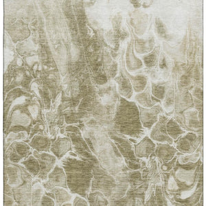 HomeRoots 9' X 12' Khaki Abstract Area Rug - Washable, UV Protected, Durable Design for High-Traffic Spaces 708594