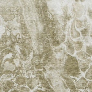 HomeRoots 10' X 14' Khaki & Ivory Abstract Washable Area Rug – Soft, Durable, UV-Protected for Modern Homes! 708595