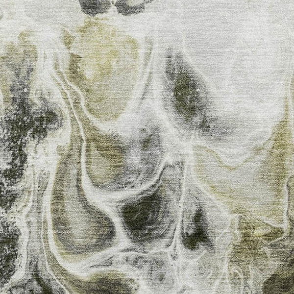 HomeRoots 5' X 8' Abstract Washable Area Rug in Pewter, Black & Silver - UV Protection & Non-Slip Backing! 708597