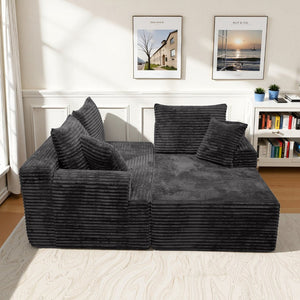 English Elm Modern Chenille Sectional Sofa with Chaise Configurable Modules for Living Room Lounging W3653P443556