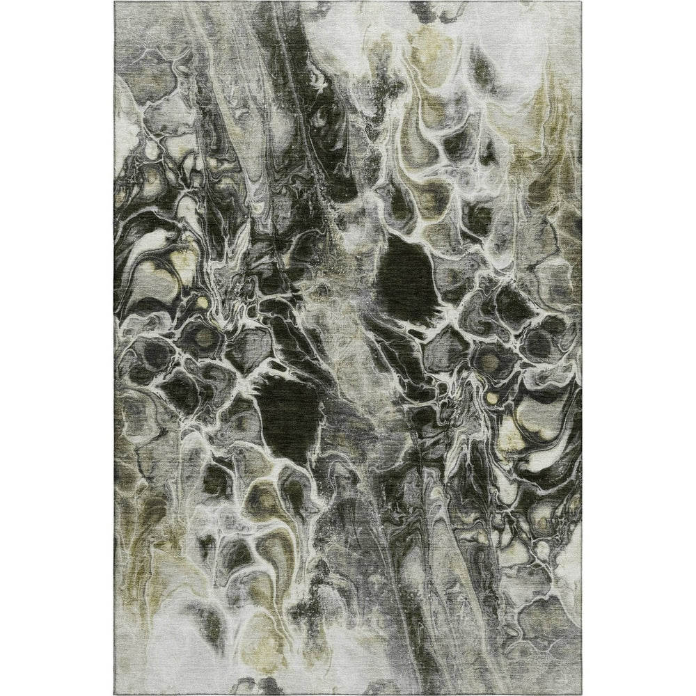 HomeRoots 10' X 14' Stylish Pewter Black & Silver Abstract Area Rug – Washable, UV Protected & Durable Design 708601