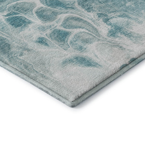 HomeRoots 5' X 8' Teal and Ivory Abstract Area Rug - Washable, Stain-Resistant, UV Protected for Stylish Homes 708603