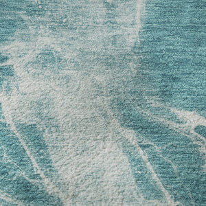 HomeRoots 8' X 10' Teal and Ivory Abstract Washable Area Rug with UV Protection for Modern Living Spaces 708605