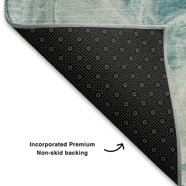 HomeRoots 10' X 14' Teal And Ivory Abstract Area Rug - Durable, Stain-Resistant with UV Protection for Homes 708607