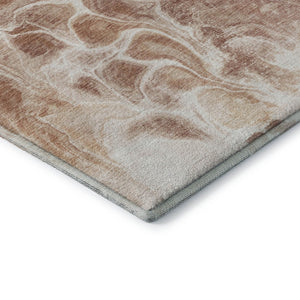 HomeRoots 5' Terra Cotta & Ivory Abstract Area Rug - Washable, UV Protected, Stain Resistant for Busy Homes 708609