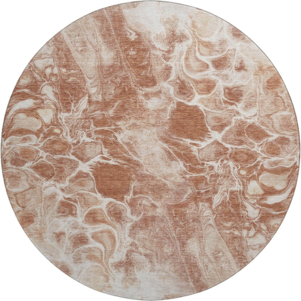 HomeRoots 8' X 10' Terra Cotta & Ivory Washable Area Rug - Durable, UV-Protected, Modern Abstract Design 708611