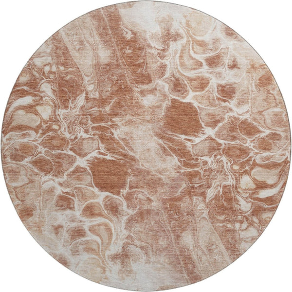 HomeRoots 8' X 10' Terra Cotta & Ivory Washable Area Rug - Durable, UV-Protected, Modern Abstract Design 708611