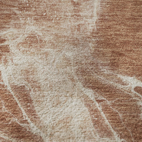 HomeRoots 8' X 10' Terra Cotta & Ivory Washable Area Rug - Durable, UV-Protected, Modern Abstract Design 708611