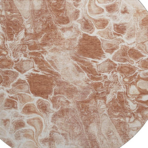 HomeRoots 8' X 10' Terra Cotta & Ivory Washable Area Rug - Durable, UV-Protected, Modern Abstract Design 708611