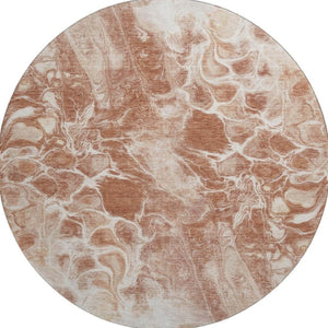 HomeRoots 8' X 10' Terra Cotta & Ivory Washable Area Rug - Durable, UV-Protected, Modern Abstract Design 708611