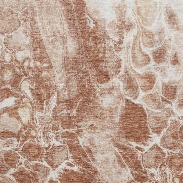 HomeRoots 9' X 12' Terra Cotta Ivory Abstract Washable Area Rug - UV Protected, Durable & Stylish for Homes 708612