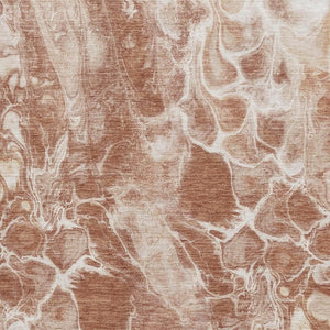 HomeRoots 10' X 14' Modern Terra Cotta and Ivory Abstract Area Rug - Stain-Resistant, UV-Protected, Durable Design 708613