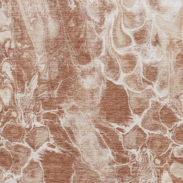 HomeRoots 10' X 14' Modern Terra Cotta and Ivory Abstract Area Rug - Stain-Resistant, UV-Protected, Durable Design 708613