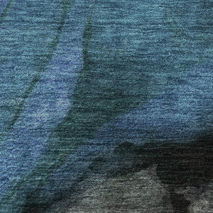 HomeRoots 8' X 10' Stylish Blue Gray and Silver Abstract Washable Area Rug with UV Protection for Homes 708617