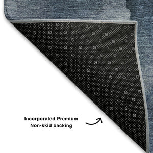 HomeRoots 9' X 12' Washable Blue Gray & Silver Abstract Area Rug - UV Protected, Stain Resistant Comfort & Style 708618