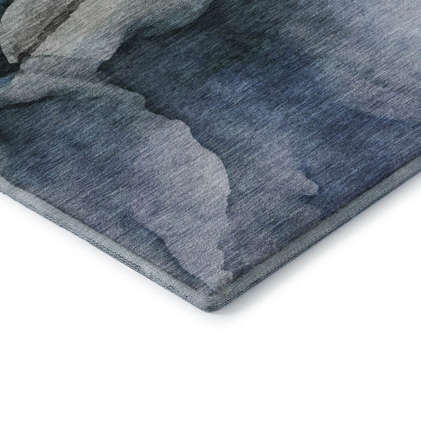 HomeRoots 9' X 12' Washable Blue Gray & Silver Abstract Area Rug - UV Protected, Stain Resistant Comfort & Style 708618