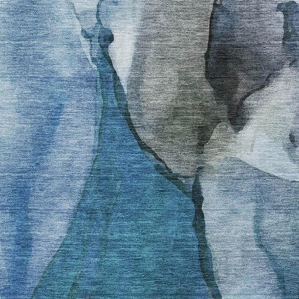 HomeRoots 9' X 12' Washable Blue Gray & Silver Abstract Area Rug - UV Protected, Stain Resistant Comfort & Style 708618