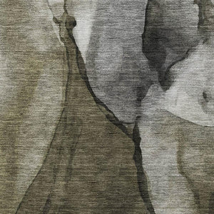 HomeRoots 9' X 12' Washable Gray Silver Taupe Area Rug - Stylish Abstract Design with UV Protection & Durability 708624