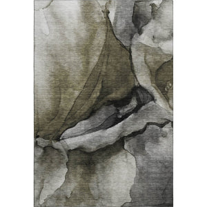 HomeRoots 10' X 14' Gray Silver & Taupe Abstract Washable Area Rug - UV Protected, Durable, Modern Elegance! 708625