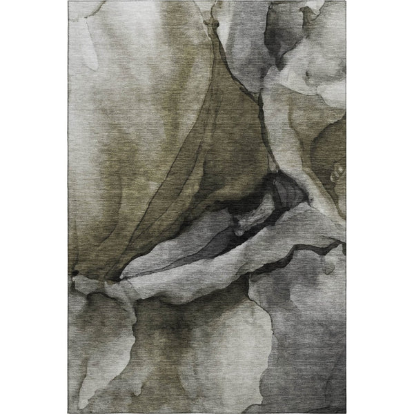 HomeRoots 10' X 14' Gray Silver & Taupe Abstract Washable Area Rug - UV Protected, Durable, Modern Elegance! 708625