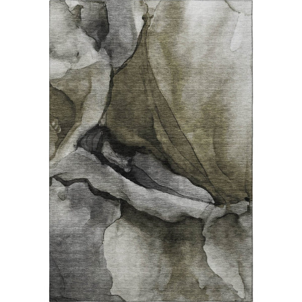 HomeRoots 10' X 14' Gray Silver & Taupe Abstract Washable Area Rug - UV Protected, Durable, Modern Elegance! 708625