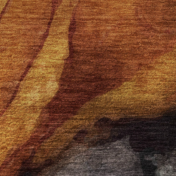 HomeRoots 10' X 14' Washable Abstract Area Rug in Rust Gray & Beige - Durable, UV-Protected & Stain-Resistant 708631