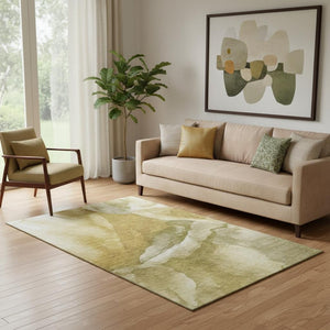 HomeRoots 8' Wheat Gray & Beige Abstract Round Rug - Washable, Stain-Resistant, UV Protected for Easy Care! 708634