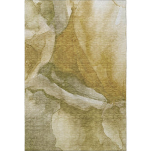 HomeRoots 8' Wheat Gray & Beige Abstract Round Rug - Washable, Stain-Resistant, UV Protected for Easy Care! 708634