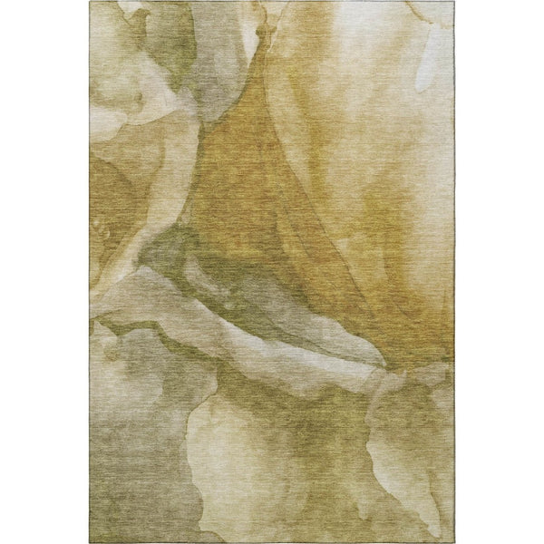 HomeRoots 8' Wheat Gray & Beige Abstract Round Rug - Washable, Stain-Resistant, UV Protected for Easy Care! 708634