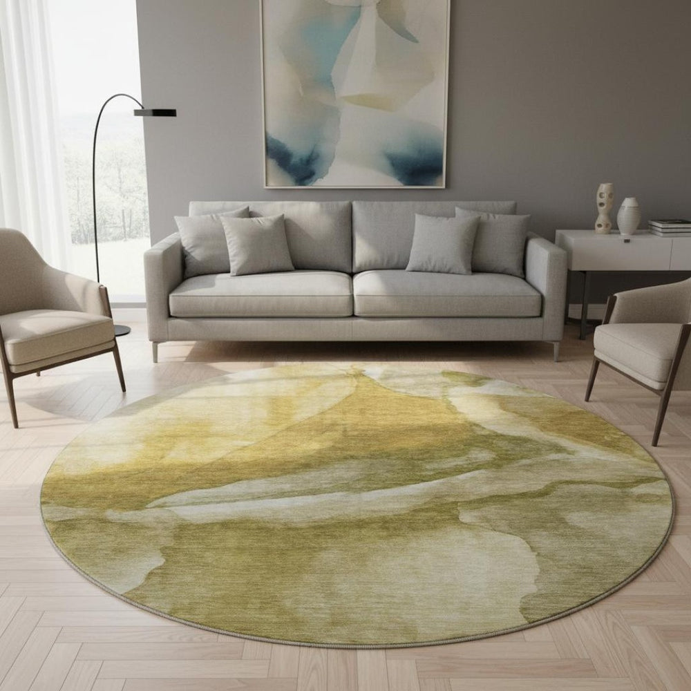 HomeRoots 8' X 10' Washable Wheat Gray & Beige Abstract Area Rug - Durable, UV Protected for High-Traffic Areas 708635