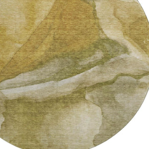 HomeRoots 8' X 10' Washable Wheat Gray & Beige Abstract Area Rug - Durable, UV Protected for High-Traffic Areas 708635