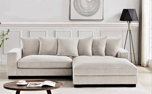 English Elm Luxe Oversized L-Shaped Sectional Sofa With Chaise - Soft Ivory Corduroy, Perfect For Family Living B2735S00006